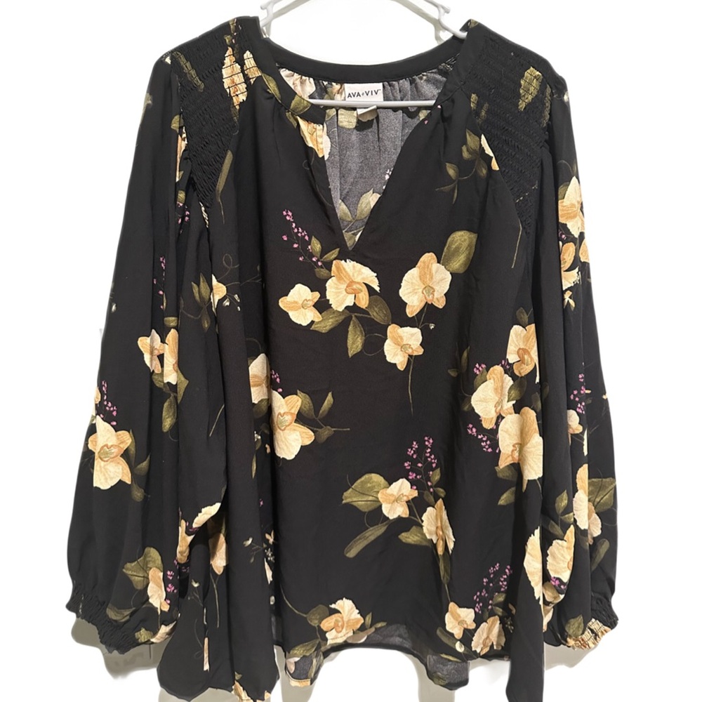 Black and Yellow Boxy Blouse with Relaxed Sleeves
